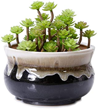 VanEnjoy Large Ceramic Succulent Pot, Multicolor Colorful Flowing Glazed, Indoor Home Décor Cactus Flower Bonsai Pot Planter Container, Candle Holder Ring Bowl