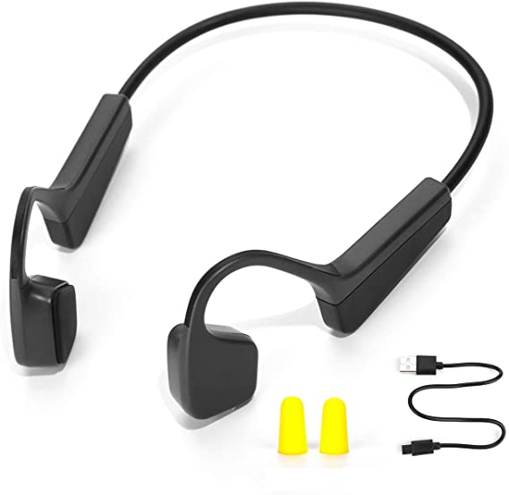 V11 Bone Conduction Bluetooth Headphone Open Ear Wireless Headset Sweatproof w/Mic - for Cycling Running Driving Gym(Black)