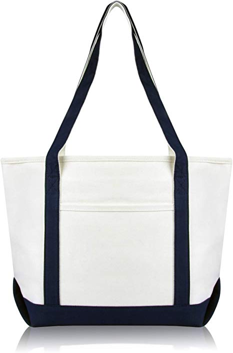 DALIX Daily Shoulder Tote Bag Premium Cotton in Navy Blue