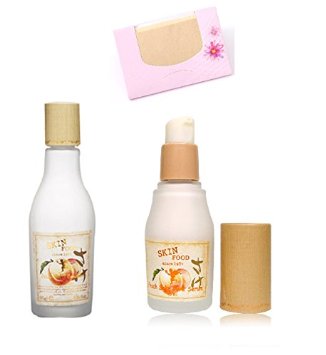 BUNDLE - SkinFood Peach Sake Emulsion for Pore Care 135ml   Skin Food Peach Sake Pore Serum 45ml   SoltreeBundle Natural Hemp Paper 50pcs