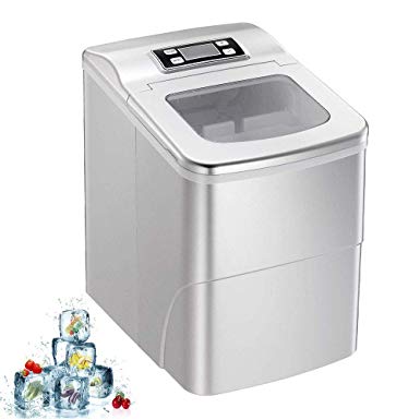 Kismile Portable Countertop Ice Maker Machine with LCD Display,Compact Ice Maker with Self-clean Function,9 Cubes Ready in 6-8 Minutes,Makes 26 lbs of Ice per 24 hours with Ice Scoop and Basket