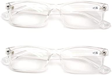 2 Pairs Casual Fashion Rectangular Reading Glasses - Stylish Simple Readers