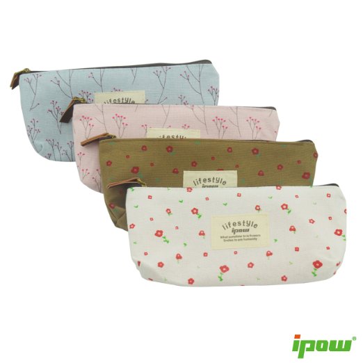 Pastorable Canvas Pen Pencil Stationery Pouch Bag Caseset of 4
