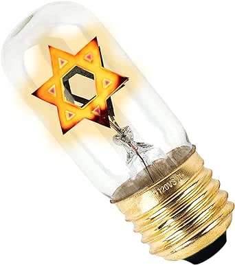 Aviv Judaica Flickering Star of David Bulb Replacement Bulbs for Memorial Yahrzeit Lamp Yizkor Bulb Electric Memorial Candle