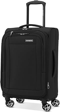 Samsonite Saire LTE Softside Expandable Luggage Wheels, Black, Carry On Spinner