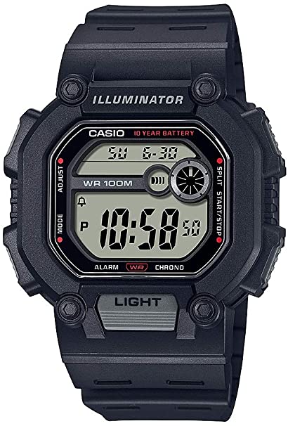 Casio Men's Heavy Duty Digital Quartz Resin Strap, Black, 42 Casual Watch (Model: W-737H-1AVCF)