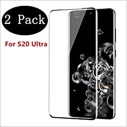 [2-Pack][Black]Compatible Galaxy S20 Ultra Screen Protector, [HD Clear] Bubble Free Case-Friendly Tempered Glass Screen Protector for Samsung Galaxy S20 Ultra[6.9 Inch]