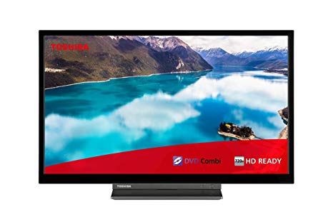 Toshiba 24WD3A63DB 24-Inch HD Ready Smart TV with Freeview Play and Built In DVD Player - Black/Silver (2019 Model)