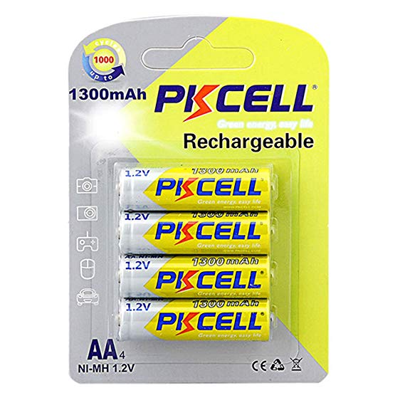 4 Pack 1.2V AA 1300mAh Ni-MH Rechargeable Batteries