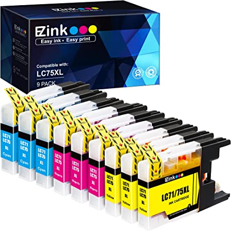 E-Z Ink (TM) Compatible Ink Cartridge Replacement for Brother LC75 LC71 LC79 XL LC-75 LC LC-71 Compatible with MFC-J6510DW MFC-J6710DW MFC-J6910DW MFC-J280W (3 Cyan, 3 Magenta, 3 Yellow) 9 Pack