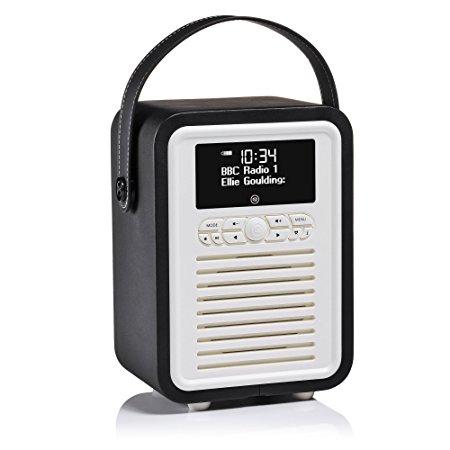 VQ Retro Mini DAB & DAB  Digital Radio with FM, Bluetooth & Alarm Clock – Black