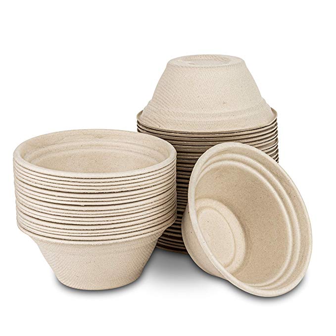 Compostable 8 Ounce Bagasse Bowls - Small Eco Bowls - Disposable Dessert Ice Cream Bowls - Eco Friendly Dinnerware - Biodegradable and Recyclable (100 Pack)