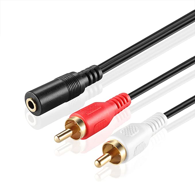 TNP 3.5mm to RCA Stereo Audio Cable Adapter (3FT) - 3.5mm Female to Stereo RCA Male Bi-Directional AUX Auxiliary Male Headphone Jack Plug Y Splitter to Left/Right 2RCA Male Connector Plug Wire Cord