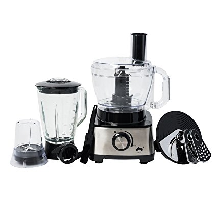 Ovation 1000W Multifunctional Food Processor with 2.4L Capacity, Various Speed Controls, 1.5L Glass Blender & 10 Attachments