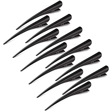 12 Pack Alligator Hair Clips for Styling Sectioning Salon Hairstyle, GLAMFIELDS 5 inch Non-Slip Black Duckbill Metal Teeth Clips for Women Girls Thick Hair