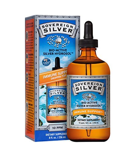 Sovereign Silver Bio-Active Silver Hydrosol for Immune Support - 10 ppm, 8oz (236mL) - Dropper