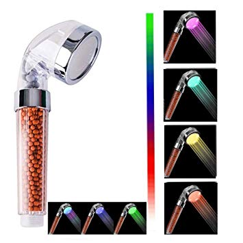 Nosame Led Shower Head, Ionic Filter Filtration High Pressure Water Saving 7 Colors Automatically No Batteries Needed Spray Handheld Showerheads for Dry Skin & Hair