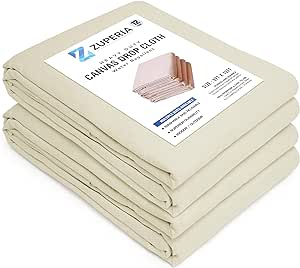 Premium Canvas Drop Cloth 12Oz (Size 9 x 12 Feet - Pack of 2) -Water Resistant & Pure Cotton Painters Drop Cloth for Painting - All Purpose Thick Canvas tarp with Double Stitched Edges