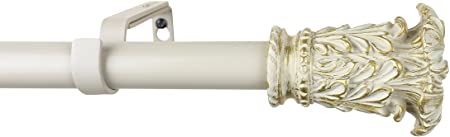 Urbanest 1-inch Diameter Chilton Adjustable Single Drapery Curtain Rod, 28-inch to 48-inch, Gilded French White