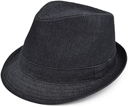 Premium Jeans Fabric Solid Color Fedora Hat