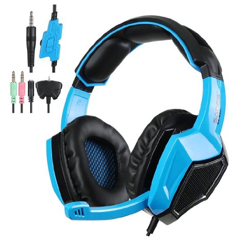 SADES SA-920 Stereo Gaming Headset Headphone with Microphone for PS4 Xbox 360 PC Computer Mac MP3 MP4 Tablet Laptop iPhone Smart phone(Blue)