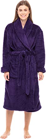 Alexander Del Rossa Women's Plush Fleece Winter Robe, Warm Long Hair Shaggy Bathrobe