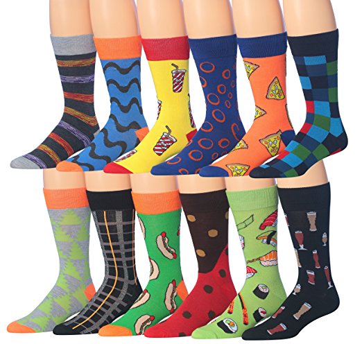 James Fiallo Mens 12 Pack Patterned Dress Socks