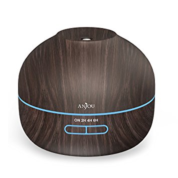 Anjou 350 mL Essential Oil Diffuser Wood Grain Aromatherapy Diffuser Ultra-Quiet Operation (BPA-free, Up to 8H Use, Waterless Auto Shut-Off)