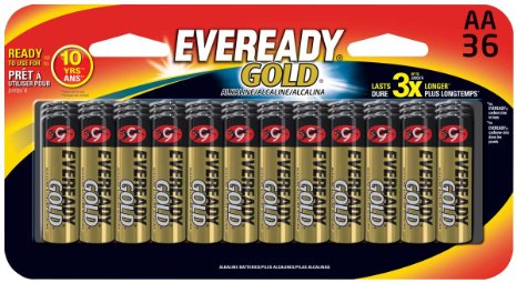 Eveready Gold AA Alkaline Batteries 36 Count