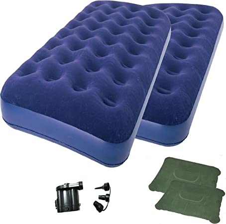2-Piece of Zaltana Twin Size Air Mattress with DC air Pump (Battery not Included) & 2 Inflatable Pillow Combo (AMNx2 APD PL1x2)