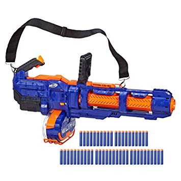 NERF Elite Titan CS-50 Toy Blaster -- Fully Motorized, 50-Dart Drum, 50 Official Elite Darts, Spinning Barrel -- for Kids, Teens, Adults