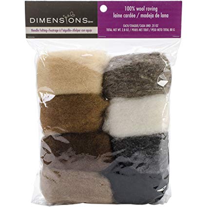 Dimensions Crafts 72-74004 Earth Tone Wool Roving for Needle Felting, 8-Pack