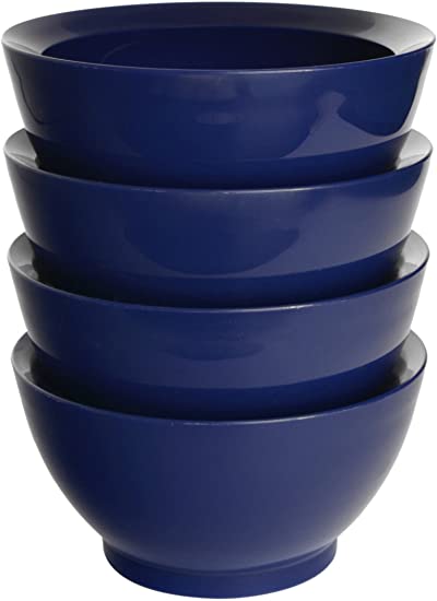 CaliBowl Non-Spill 20-Ounce Original Bowl with Non-Slip Base, Set of 4, Blue