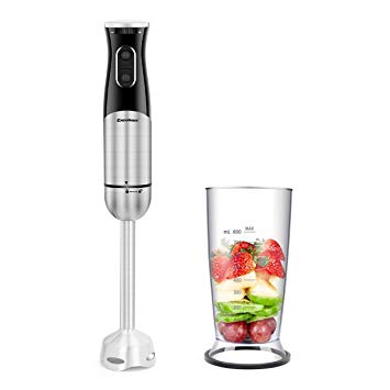 Excelvan Hand Blender 800W DC Motor with Big Capacity 800ml Beaker,2 Speed Setting ,Stainless Steel (Black)