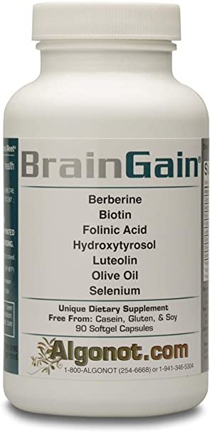 BrainGain 1 btl, Patented Formula of Luteolin & Key Ingredients in Olive Pomace Oil with EVOO. Helps Support The Body in Reducing Oxidative Stress & Inflammation While Increasing Cognitive Function