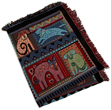 Laurel Burch 50-inch by 60-inch Mythical Dogs Throw