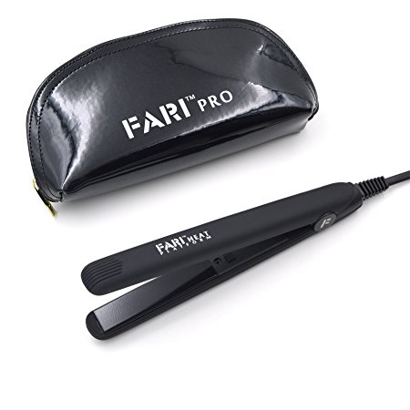 FARI Travel Mini Hair Flat Iron 1/2 Inch Ceramic Tourmaline Hair Straightener with Travel Bag Dual Voltage Travel Iron For Worldwide Use Temp 400F (Black)