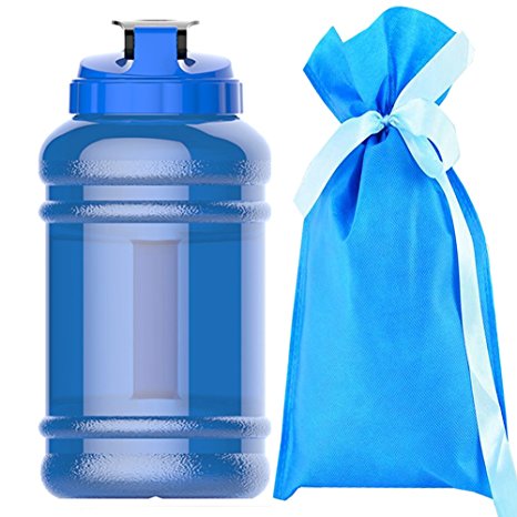 2.2 Litre(74OZ) Sport Water Bottle Water Jug - Portable Drinking Bottle Durable & Extra Strong - BPA Free, Stainless Steel Cap with Silicon Seal - Ideal for: Gym, Dieting, Bodybuilding, Outdoor Sports（Deep Blue)