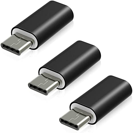 Charger Adapter, TNET Lightning to Type C USB Male Fast Charge, High-Speed Converter Connector Compatible for Galaxy S10 Note 9 Pixel 3 and More Fast Charging Max Output 5V - Black, 3-Pack