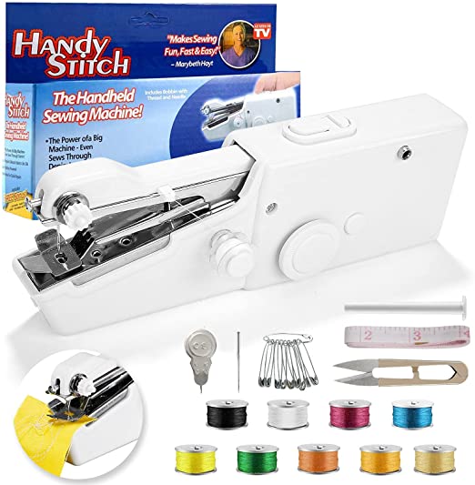 Handheld Sewing Machine, Hand Sewing Machine Mini Handy Cordless Portable Sewing Machine Quick Repairing Stitch Tool for Beginners Fabric Clothes Home Travel DIY