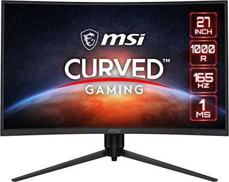 MSI 27” WQHD (2560 x 1440) Non-Glare HDR Ready 165Hz 1000R Curvature 1ms 16:9 AMD FreeSync Premium Height Tilt Adjustment Curved Gaming Monitor (OPTIX G272CQP)