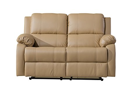 Classic Bonded Leather Oversize Double Recliner Loveseat (Hazelnut)