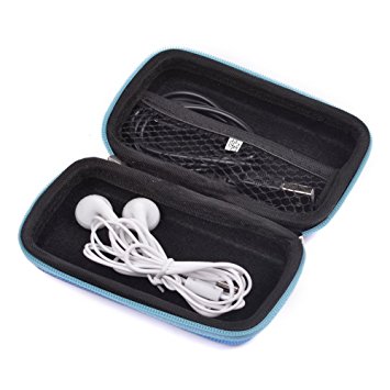 Case Star ® Rectangle-Shaped Hard EVA Case Bag and Silver Color Climbing Carabiner for Bose Bluetooth Headset Series 2 Earbuds iPod Shuffle with Mesh Pocket, Zipper Enclosure, and Durable Exterior with Case Star Cost-free Velvet Cell Phone Bag (Rectangular Case - Light Blue)