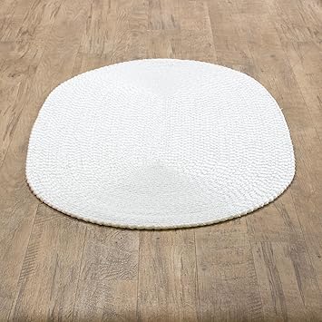 Super Area Rugs White Braided Rug Country Living Room/Bedroom Braided Rugs - Durable Primitive Rug - Oval 7' X 9'