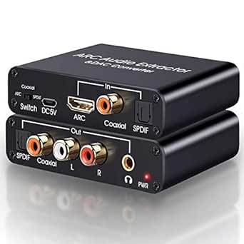 HDMI ARC Audio Extractor, Tendak 192KHz ARC Audio Extractor DAC Converter, Digital to Analog Audio Converter, Optical/SPDIF Coaxial HDMI ARC to Optical/SPDIF Coaxial Stereo L/R 3.5mm Jack for TV