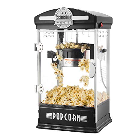 6075 Great Northern Black Big Bambino Table Top Retro Machine Popcorn Popper, 4 oz