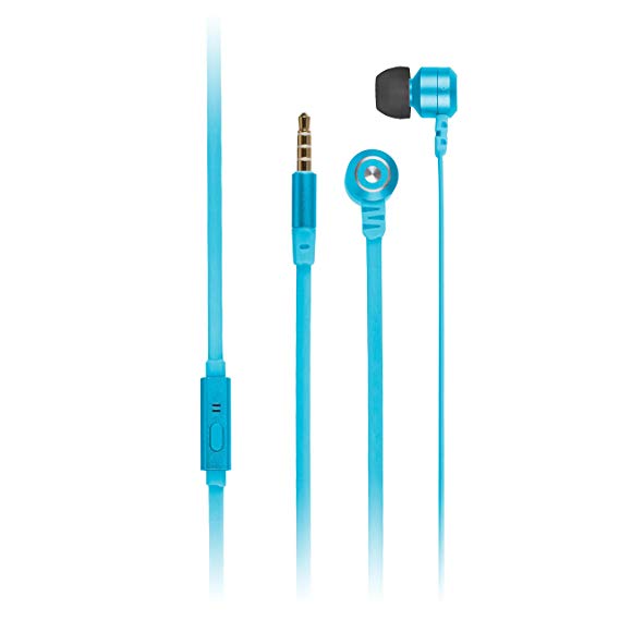 KitSound Ribbons In-Ear Earphones with Microphone Compatible with Smartphones, Tablets and MP3 Devices - Blue