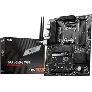 MSI PRO B650-S WiFi ProSeries Motherboard (AMD AM5, ATX, DDR5, PCIe 4.0, M.2, SATA 6Gb/s, USB 3.2 Gen 2, HDMI/DP, Wi-Fi 6E, AMD Ryzen 7000 Series Desktop Processors)