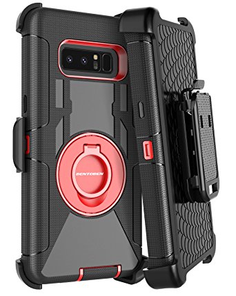 Samsung Note 8 Case, Note 8 Case Belt Clip, BENTOBEN Heavy Duty Shockproof Kickstand Swivel Belt Clip Full Body Rugged Bumper Hybrid Holster Protective Case for Samsung Galaxy Note 8, Black/Red