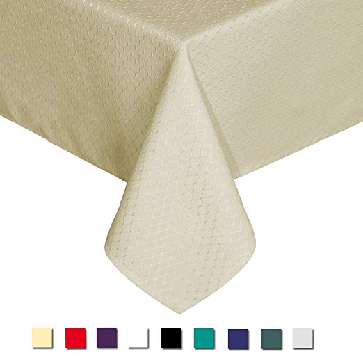 Eforcurtain Contemporary Stain Resistant/Spill-proof/Waterproof Rectangular Table Cover Fabric Waffle Weave Tablecloth for Weddings, Light Beige, 52-inch By 70-inch
